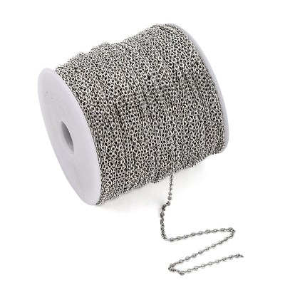 Iron Textured Cable Chains, Soldered, with Spool, Oval, about 328.08 Feet(100m)/roll