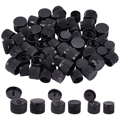 60Pcs 3 Style PP Plastic Flip Top Lids for Refillable Squeeze Bottle, Hand Sanitizer Bottle Replacement Caps, Column
