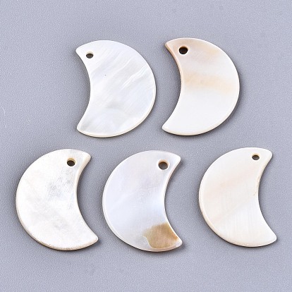 Natural Freshwater Shell Pendants, Moon