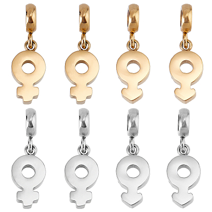 8Pcs 4 Style 304 Stainless Steel Charms, Manual Polishing, Gender Sign