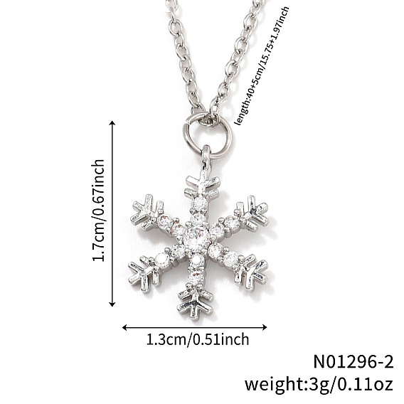 Элегантные серьги-кольца и ожерелья с подвесками из латуни с микропаве из прозрачных кубических цирконий в форме снежинки для женщин, платина