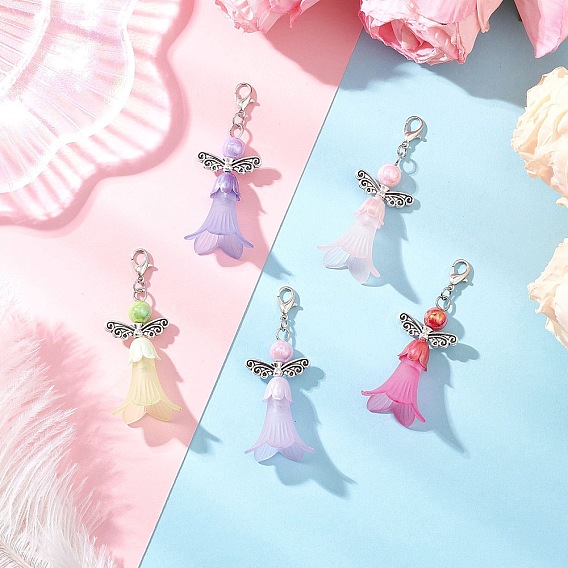 Акриловые подвесные украшения, ангел, с абс пластика имитация жемчуга и сплава