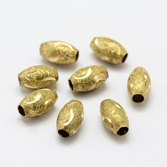 Brass Textured Beads, Oval, Nickel Free