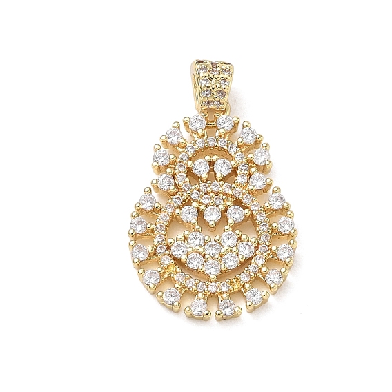 Brass Micro Pave Clear Cubic Zirconia Pendants, Gourd Charms
