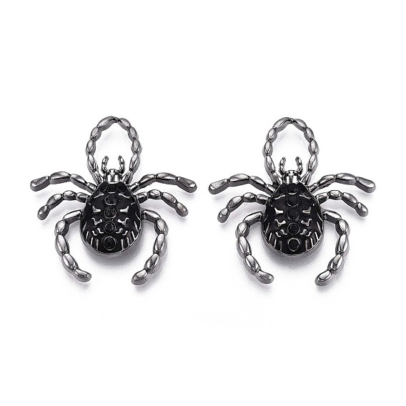 Подвески из сплава хэллоуина с эмалью, паук, металлический черный 