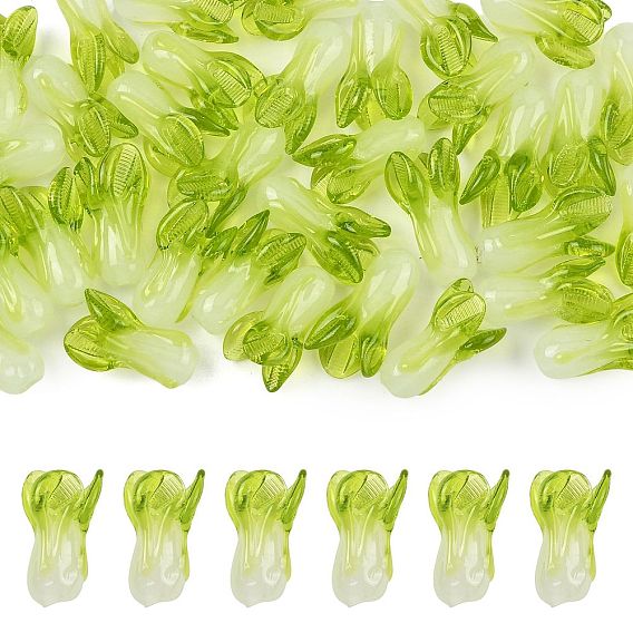 36Pcs Handmade Lampwork Beads, Cabbage