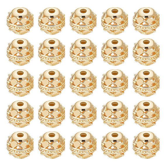 30шт. полые бусины из сплава, круглые, без кадмия и без свинца