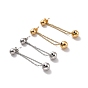 Long Chain with Round 201 Stainless Steel Dangle Stud Earrings, 304 Stainless Steel Drop Earrings for Women