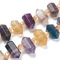 Natural Fluorite Beads Strands, Faceted, with Seed Beads, Bullet