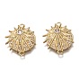 Brass Micro Pave Clear Cubic Zirconia Links Connectors, Long-Lasting Plated, Flat Round with Star