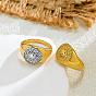 304 Edelstahl Fingerringe, Runde mit Blume