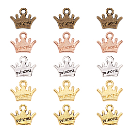 20шт 5 цвета цинковый сплав подвески, без кадмия и без свинца, корона со словом принцессы