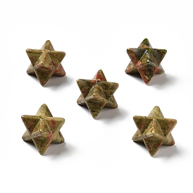 Natural Unakite Beads, No Hole/Undrilled, Merkaba Star