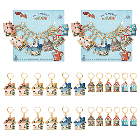 Подвесные маркеры для петель из эмалированного сплава «домик», подвески крючком, маркер с замком и кольцом с подвеской в виде винного бокала