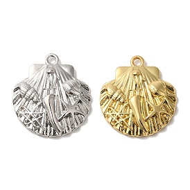 Rack Plating Brass Pendants, Cadmium Free & Lead Free, Long-Lasting Plated, Shell Shapes