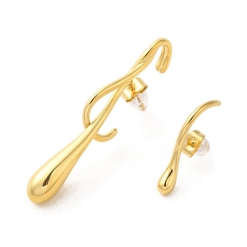 304 Stainless Steel Dangle Stud Earrings, Teardrop Asymmetrical Earrings