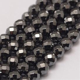 Grade AA Magnetic Synthetic Hematite Bead Strands, Faceted, Round