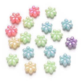 Perles acryliques opaques, de couleur plaquée ab , fleur