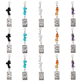 Прямоугольный кулон из сплава с узором Таро, украшение, с латунными застежками-карабинами и крошкой из драгоценных камней