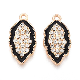 Подвески из эмали и сплава, с кристально горный хрусталь, без кадмия и без свинца, золотой свет, лист прелести