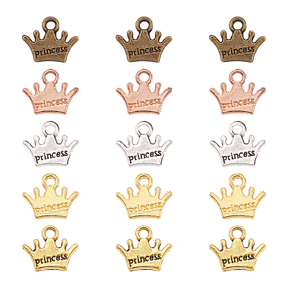 20шт 5 цвета цинковый сплав подвески, без кадмия и без свинца, корона со словом принцессы