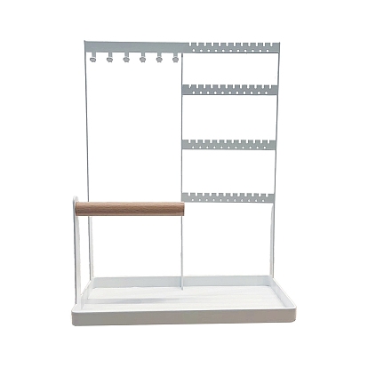 Железная стойка для ювелирных изделий, подставка для ювелирных изделий, для подвешивания колье серьги браслета, с деревянным бруском