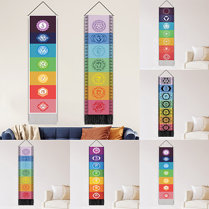 Chakra Theme Polyester Wall Hanging Tapestry, for Bedroom Living Room Decoration, Rectangle