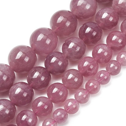 Natural Purple Madagascar Rose Quartz Strands, Smooth Round, Grade A