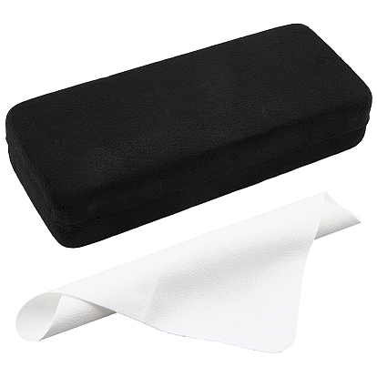 1 Étuis à lunettes rectangulaires en fer et velours, avec chiffon de nettoyage pour lunettes en fibre de daim pc