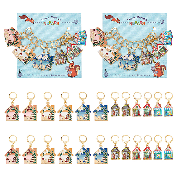 Подвесные маркеры для петель из эмалированного сплава «домик», подвески крючком, маркер с замком и кольцом с подвеской в виде винного бокала