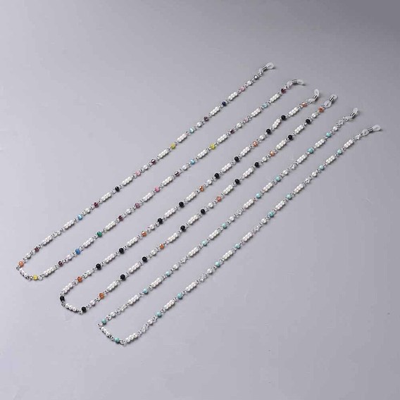 Chaînes de lunettes, tour de cou pour lunettes, perles de verre, perles de verre et fer