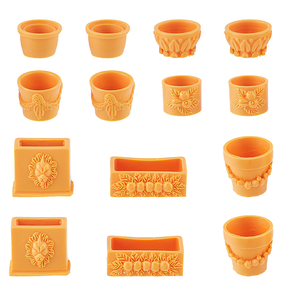 14шт. 7 стили миниатюрных украшений в виде цветочных горшков из смолы, для садовых кукольных домиков