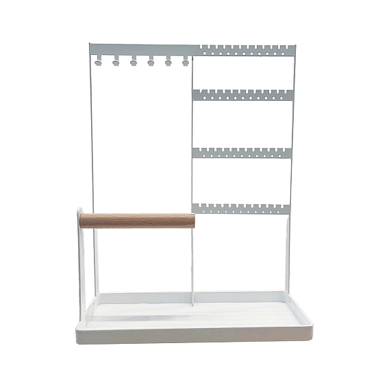 Железная стойка для ювелирных изделий, подставка для ювелирных изделий, для подвешивания колье серьги браслета, с деревянным бруском