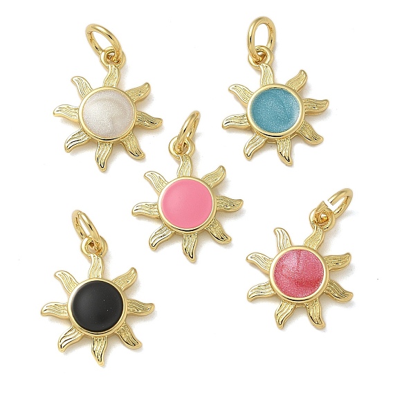 Подвески из латуни с покрытием из эмали, с целью перехода в кольце, долговечный, без свинца и без кадмия, солнечные чары, реальный 18 k позолоченный