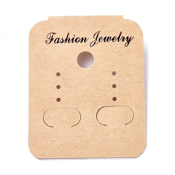 Kraft Paper Plastic Jewelry Display Cards, with Plastic Back, for Hanging Earring Display, Rectangle