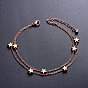 SHEGRACE Trendy Titanium Steel Anklet, Double Layered Anklet, with Stars, 200mm