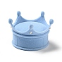 Flocking Plastic Crown Finger Ring Boxes, for Valentine's Day Gift Wrapping, with Sponge Inside