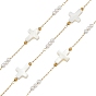Крест и круг 304 цепочки из нержавеющей стали, ракушек и АБС-пластика с искусственными жемчужными бусинами, с 316 кабельной цепью из нержавеющей стали, долговечный, несварные, с катушкой