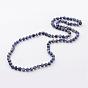Natural Blue Spot Jasper Necklaces, Beaded Necklaces, Round, Frosted, 33 inch 