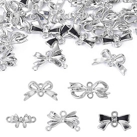 30Pcs 5 Styles Alloy Crystal Rhinestone Bowknot Links Connector Charms, Rack Plating, Cadmium Free & Nickel Free & Lead Free