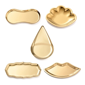 Teardrop/Lip/Glasses/Rectangle/Shell 430 Stainless Steel Jewelry Plate, Storage Tray for Rings, Necklaces, Earring, Golden