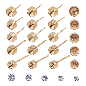 DIY 304 Stainless Steel Earring Making Kits, Including Stud Earring Settings and Clear Acrylic Rhinestone Cabochons