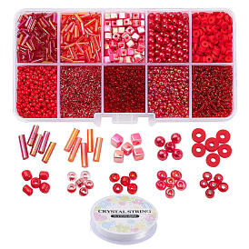 DIY Jewelry Making Kits, Including 12/0 Glass Seed Beads, Glass Bugle Beads, ABS Plastic & Acrylic & Polymer Clay Beads, Elastic Crystal Thread