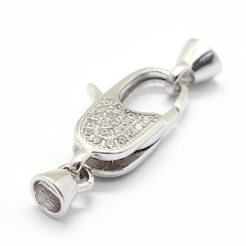 925 Fermoirs pince de homard en zircon cubique en argent sterling, clair