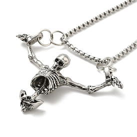 Ожерелья с подвесками из сплава в виде скелета на тему Хэллоуина с коробчатыми цепочками
