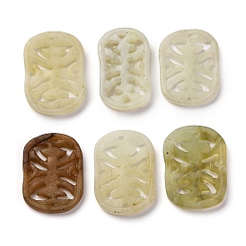 Dyed Natural Xiuyan Jade Carved Pendants, Rectangle Charms