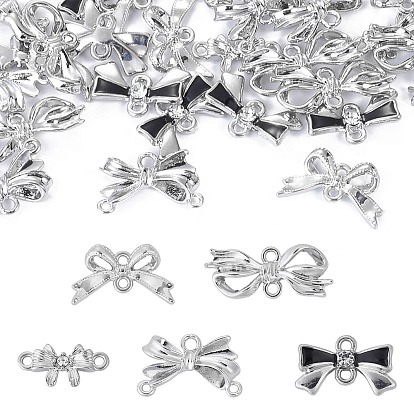 30Pcs 5 Styles Alloy Crystal Rhinestone Bowknot Links Connector Charms, Rack Plating, Cadmium Free & Nickel Free & Lead Free
