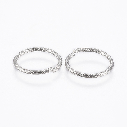 304 Stainless Steel Jump Rings, Open Jump Rings, Textured