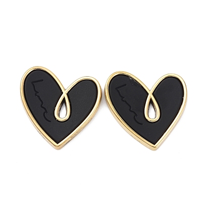 Heart Alloy Spray Painted Pendants, Golden