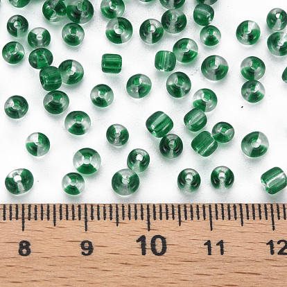 6/0 Transparent Two Tone Glass Seed Beads, Round Hole, Flat Round